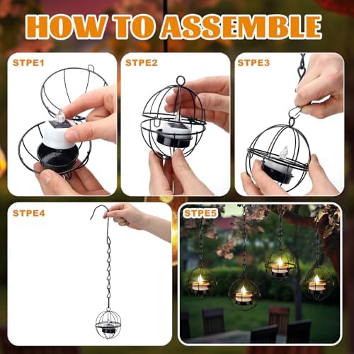 VIHOSE 4 Pack Solar Hanging Lanterns Outdoor Decoration
