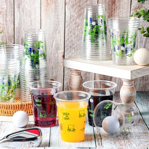 100 Pcs Clear Golf Cups 12oz Blue Disposable Party Supplies