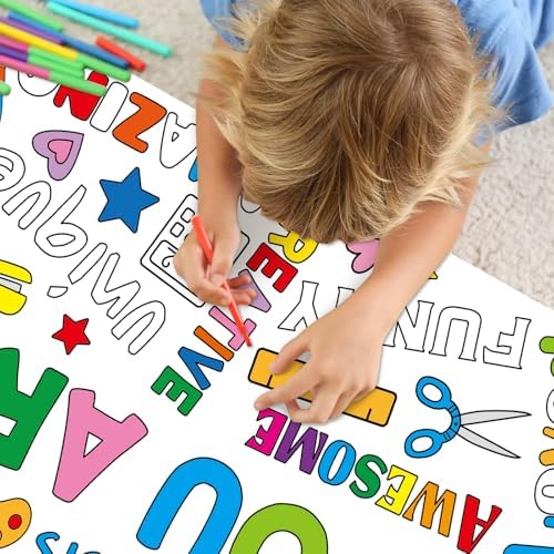 Zachely Motivational Coloring Poster for Kids 30x72 Inch