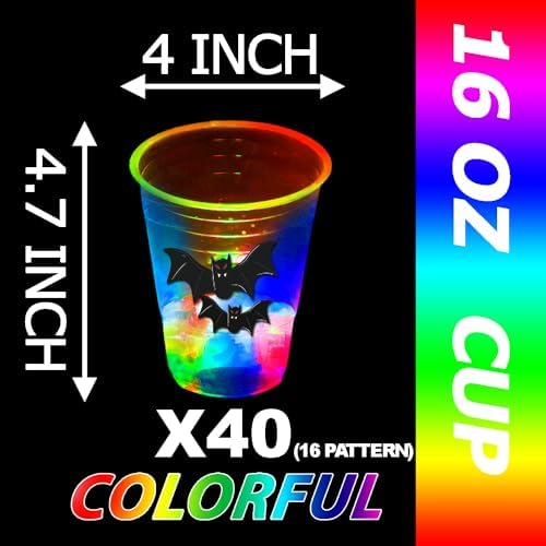 Mishunyus 40 Pcs Glow in The Dark Halloween Party Cups