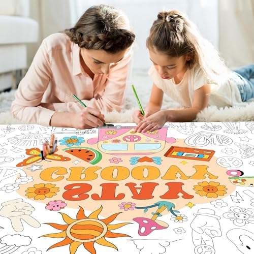 Groovy Giant Coloring Poster for Kids Classroom Party Supplies