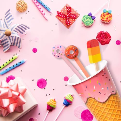 Ice Cream Donut Party Cups 24 Pack with Lids