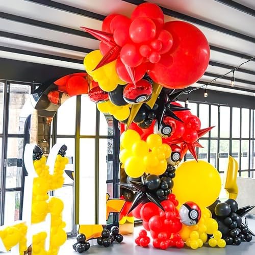 Red Black Yellow Confetti Balloons Garland Kit for Parties