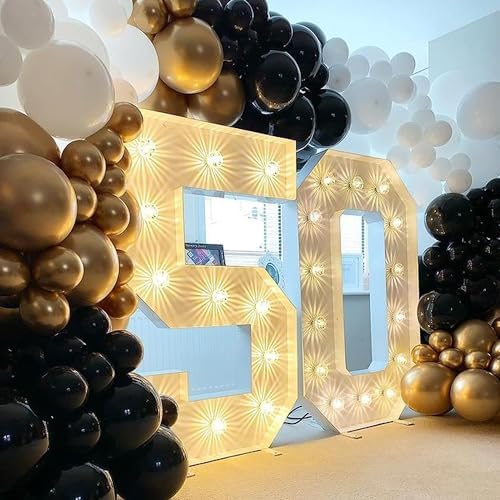 Black and Gold Balloon Garland Arch Kit for 50th Birthday Decorations