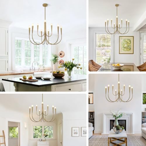 Magiroz 9 Light Gold Candle Chandelier Pendant Light
