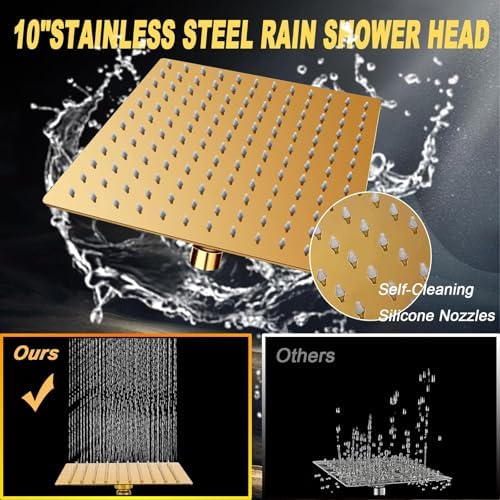 10 Inch Square Rain Shower Head with Handheld Combo
