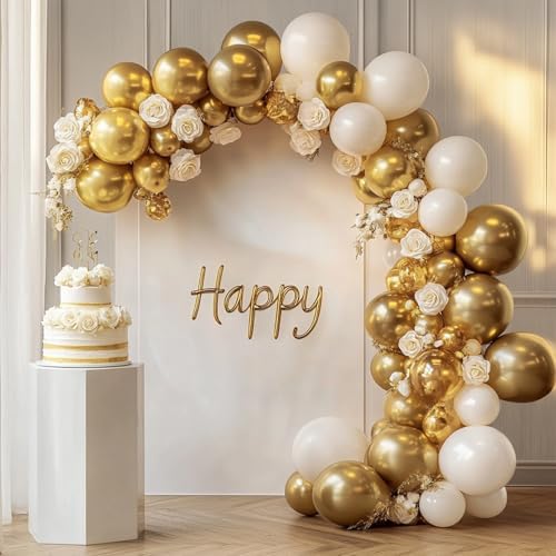 Chrome Metallic Gold Balloon Garland Kit 98PCS