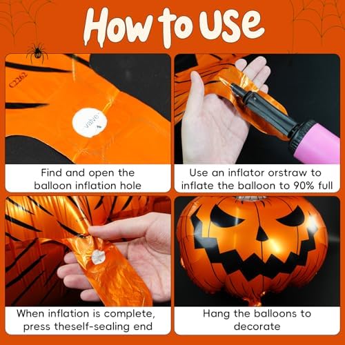 RAYFAAN Halloween Balloons 9PCS Set - Boo Ghost Spider Foil Balloons