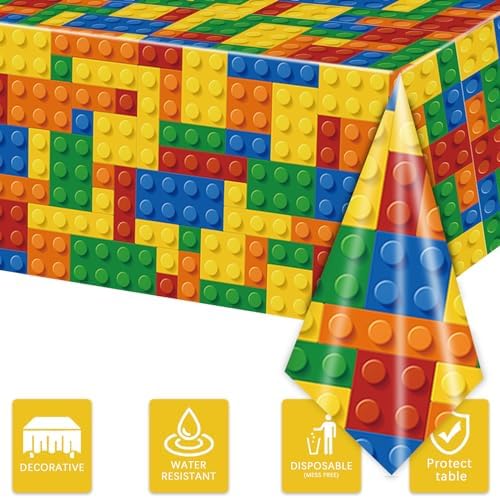 3PCS Building Block Party Tablecloths for Kids