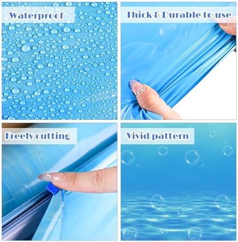 54 Inch Ocean Waves Plastic Tablecloth Roll for Pool Party Decor