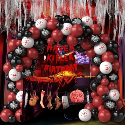 Halloween Balloon Garland Kit with Creepy Cloth and Spooky Banners