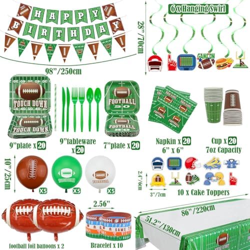 Hegbolke Football Party Decorations Set for 20 Guests