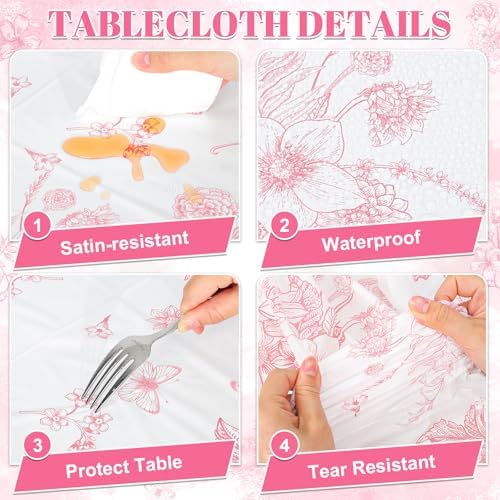 3 Pack Pink Floral Tablecloths 54 X 108 Inch