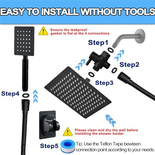 Wosaisius Matte Black Dual Shower Head Combo