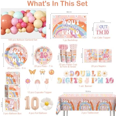 Cocomigo 242 PCS 10th Birthday Decorations for Girl