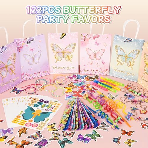 LiYiQ 122 Pcs Butterfly Party Supplies Set