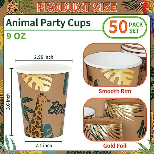 DYLIVeS Animal Birthday Paper Cups 9 Oz 50 Count