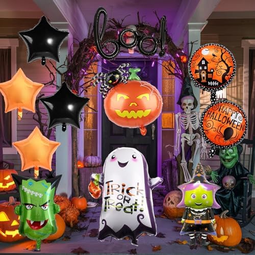 10 Pcs Halloween Boo Foil Balloons Set