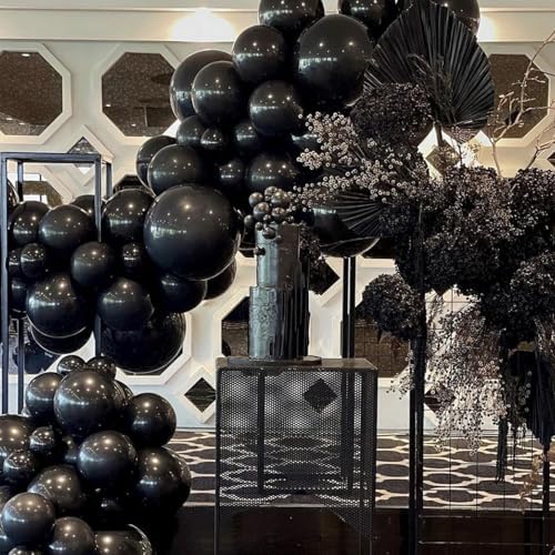 PartyWoo Matte Black Balloons 128 Piece Kit