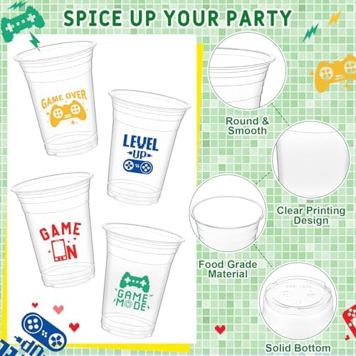 Geyoga 100 Pcs 16 Oz Clear Party Cups for Gaming Events