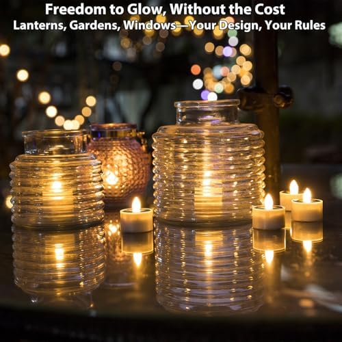 Solar Tea Lights Outdoor Waterproof 8pcs Rechargeable Dusk to Dawn Flameless LED Votive Candles for Garden Patio Decor