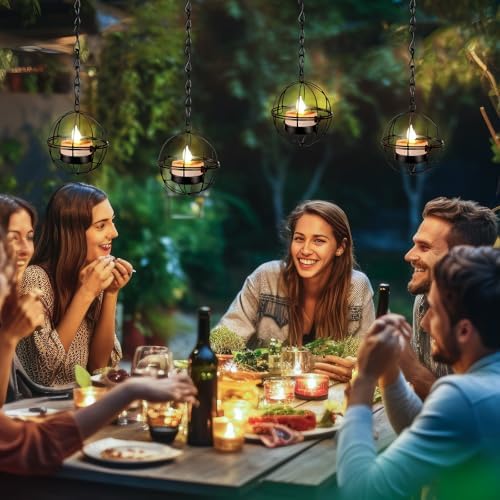 VIHOSE 4 Pack Solar Hanging Lanterns Outdoor Decoration