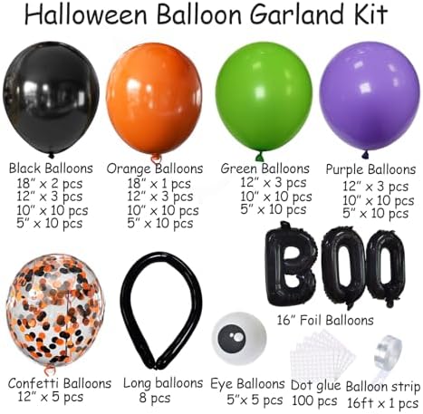 116Pcs Halloween Balloons Decor Kit