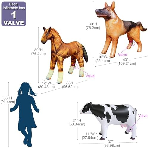 Jet Creations 3-PK Inflatable Animals Cow Horse German Shepherd
