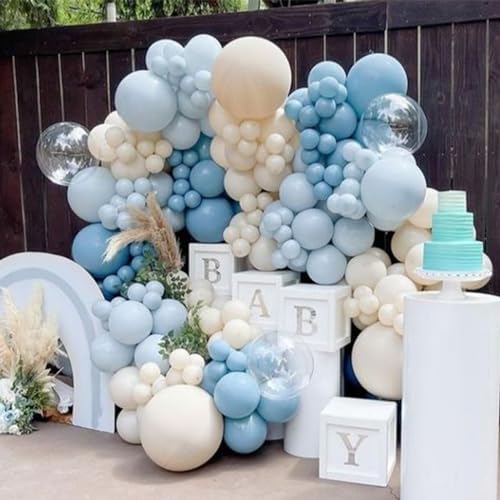 Dusty Blue Silver Balloons 55Pcs Party Decor