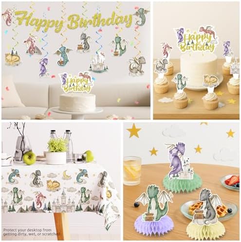 185Pcs Dragon Birthday Decorations Tableware Set