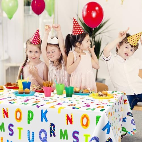 3Pcs Alphabet Plastic Tablecloth for Kids Parties