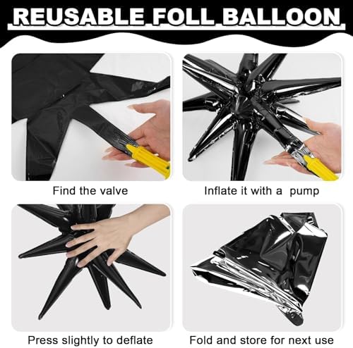22 Inch Black Foil Star Balloons for Party Decorations