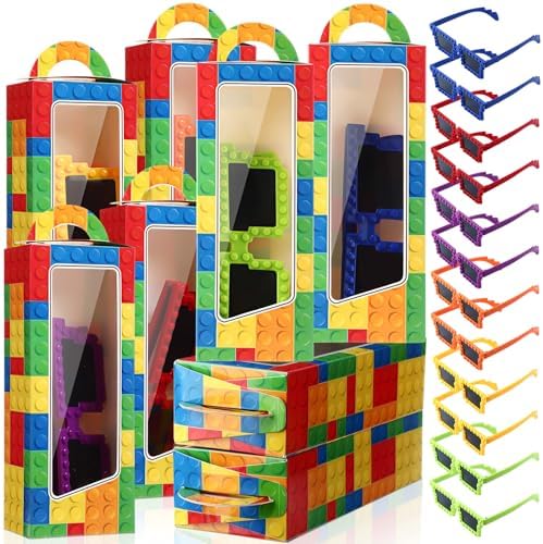 12 Piece Building Block Party Favor Set with Sunglasses and Gift Boxes
