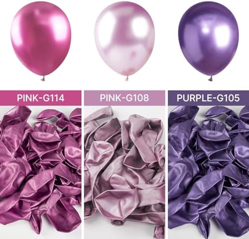 Partywoo Metallic Pink Balloons 110pcs Size Set