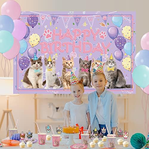 Cat Birthday Party Supplies Set for 20 Guests