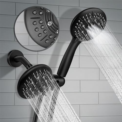 48-Setting High Pressure 3-Way Shower Combo with Matte Black Finish