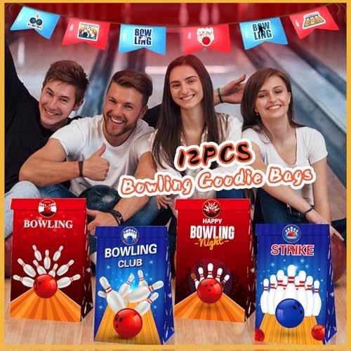 Bowling Party Favors Set with Keychains Slap Bracelets Goodie Bags Stickers Mini Bowling Toy