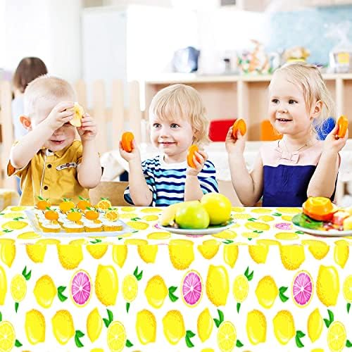 Lemon Theme Tablecloth 108x54 Inches for Summer Parties