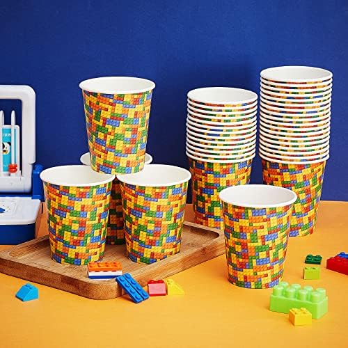 Cunhill 36 Pcs 9 Oz Party Paper Cups with Building Blocks Design