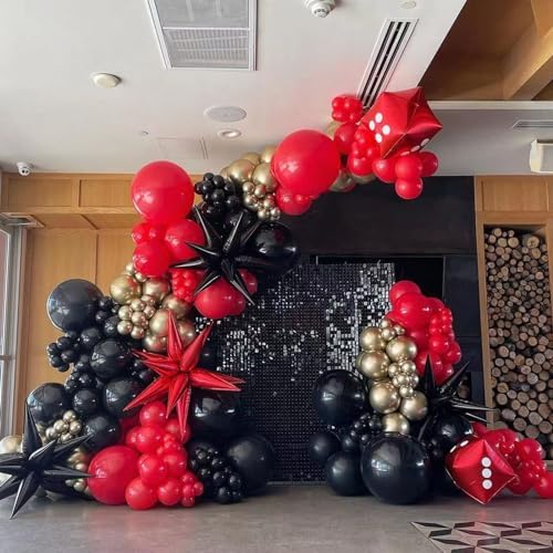 Red Black Gold Balloon Arch Kit for Parties