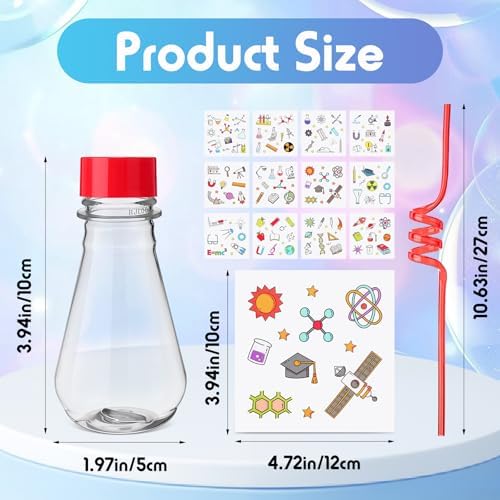 36 Pc Science Party Cups With Stickers and Straws Set