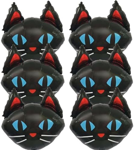6-Pack 22 Inch Black Cat Shaped Balloons - Halloween Party Decorations