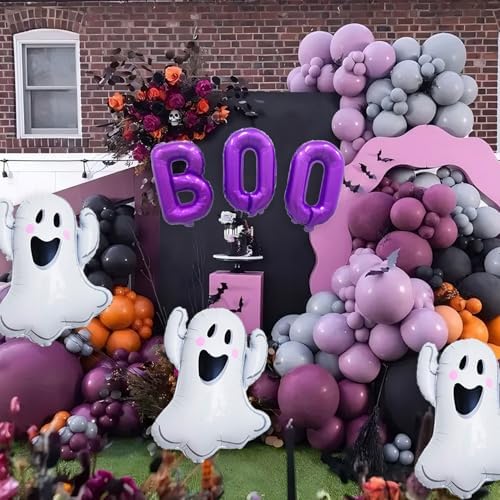 Halloween Purple BOO Balloons Decorations Set