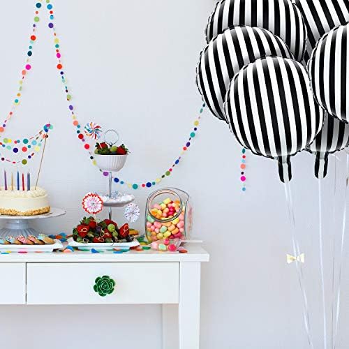 Gejoy 24 Piece 18 Inch Black White Striped Balloons for Halloween Birthday Party Decoration