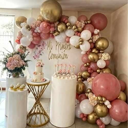 Dusty Pink 12 Inch Metallic Latex Balloons Set