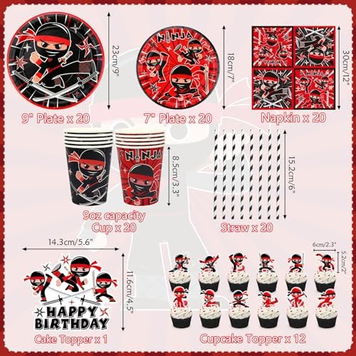 Lilwemen Ninja Birthday Party Decorations Set Serves 20