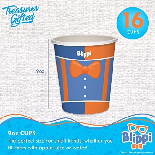 Blippi Themed Paper Cups 16 Count 9oz for Kids Birthday Party