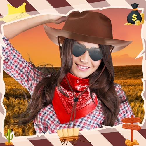 Newcotte 18 Pcs Western Cowboy Plastic Hat Set