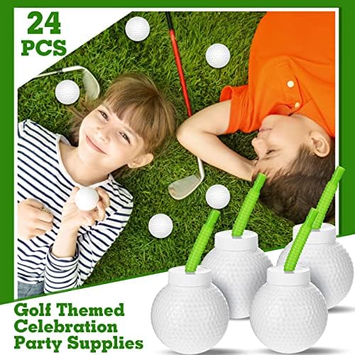 Sumind 24 Piece Golf Ball Cups with Straws and Lids