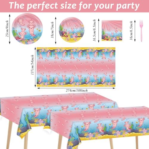 Chiazllta 24 Guests Pink Axolotl Party Plates Set